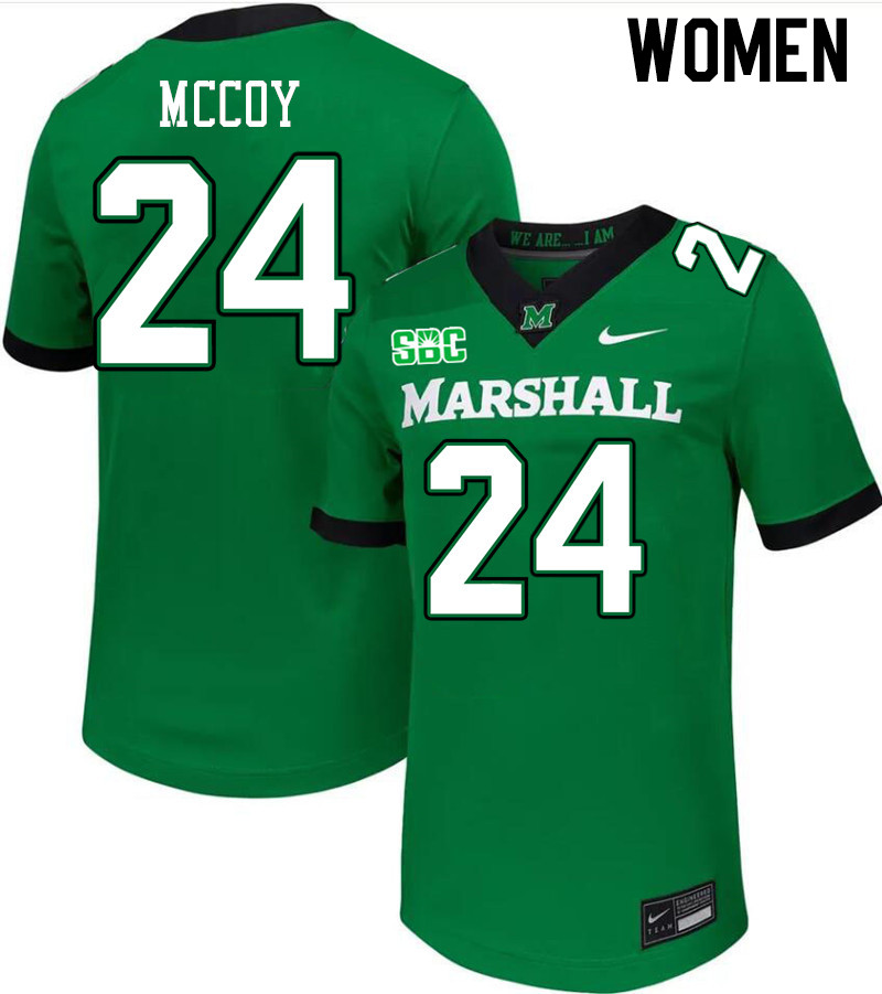 Women #24 Thomas McCoy Marshall Thundering Herd SBC Conference College Football Jerseys Stitched-Gre